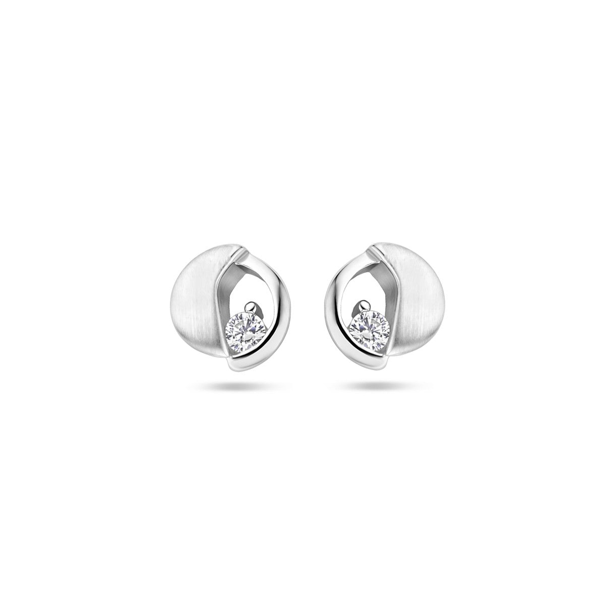 Fantasy Collection Oorbellen zirkonia poli/mat zilver
