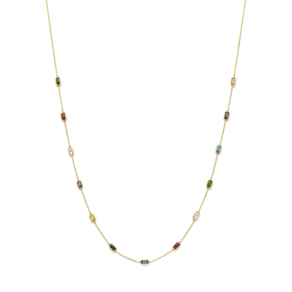 Collier gekleurd zirkonia 9K geelgoud 41 - 43 - 45 cm