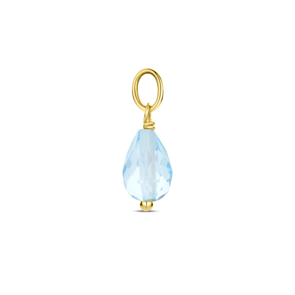 Fantasy Collection Hanger blauw topaas 15 mm 14K geelgoud