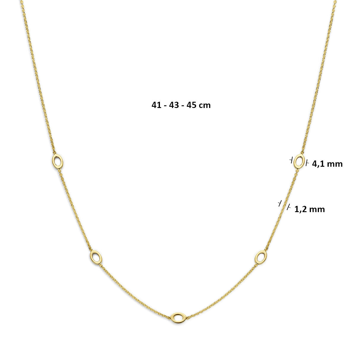 Collier 9K geelgoud 41 - 43 - 45 cm 8001450
