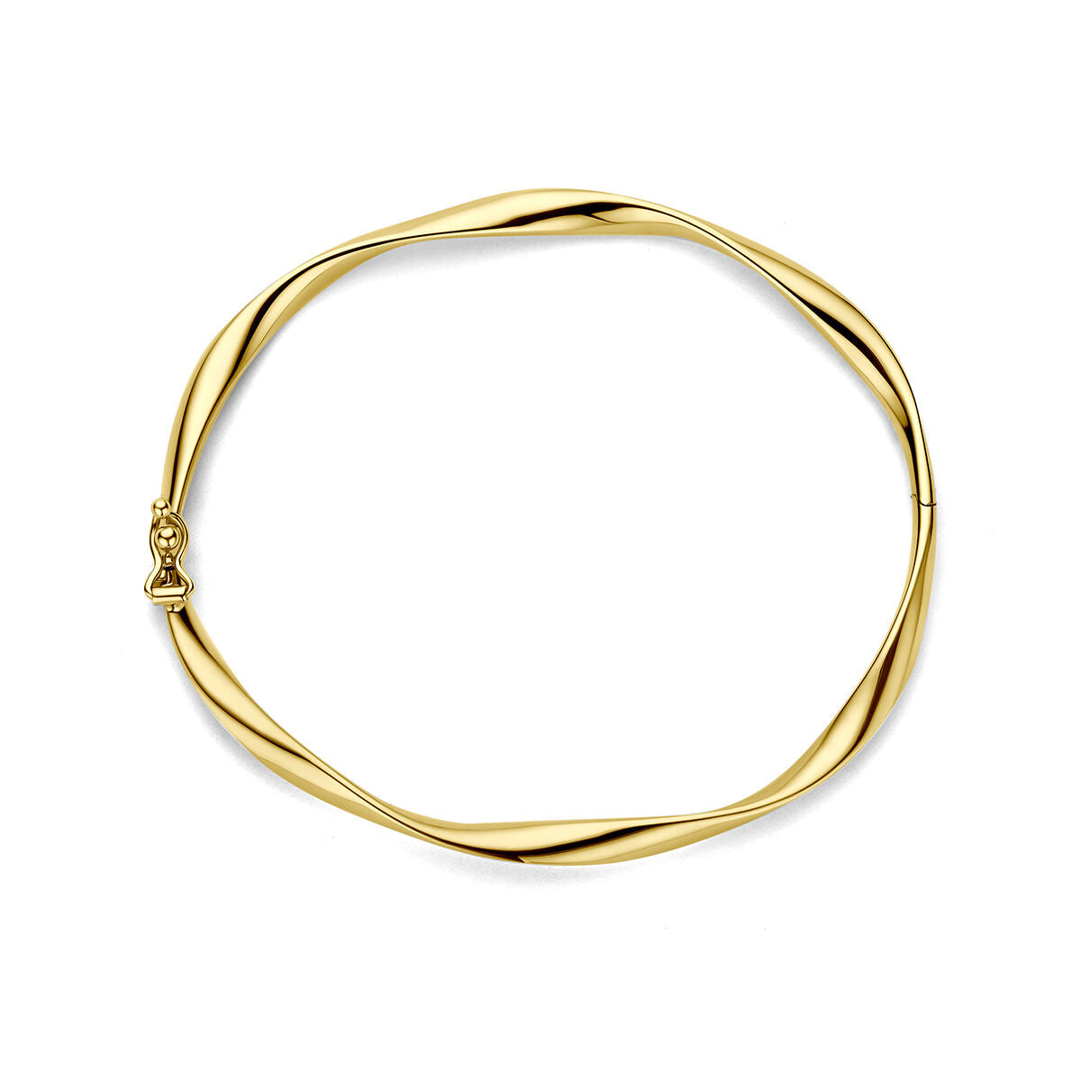 Bangle scharnier gedraaid buis 4 x 9K geelgoud 62 mm