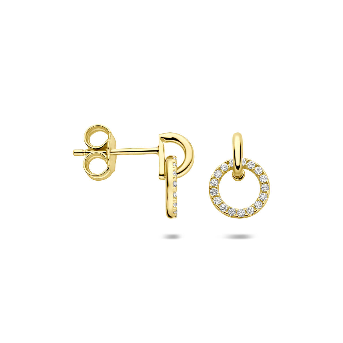 Fantasy Collection Hangende oorbellen zirkonia 11 mm 14K geelgoud