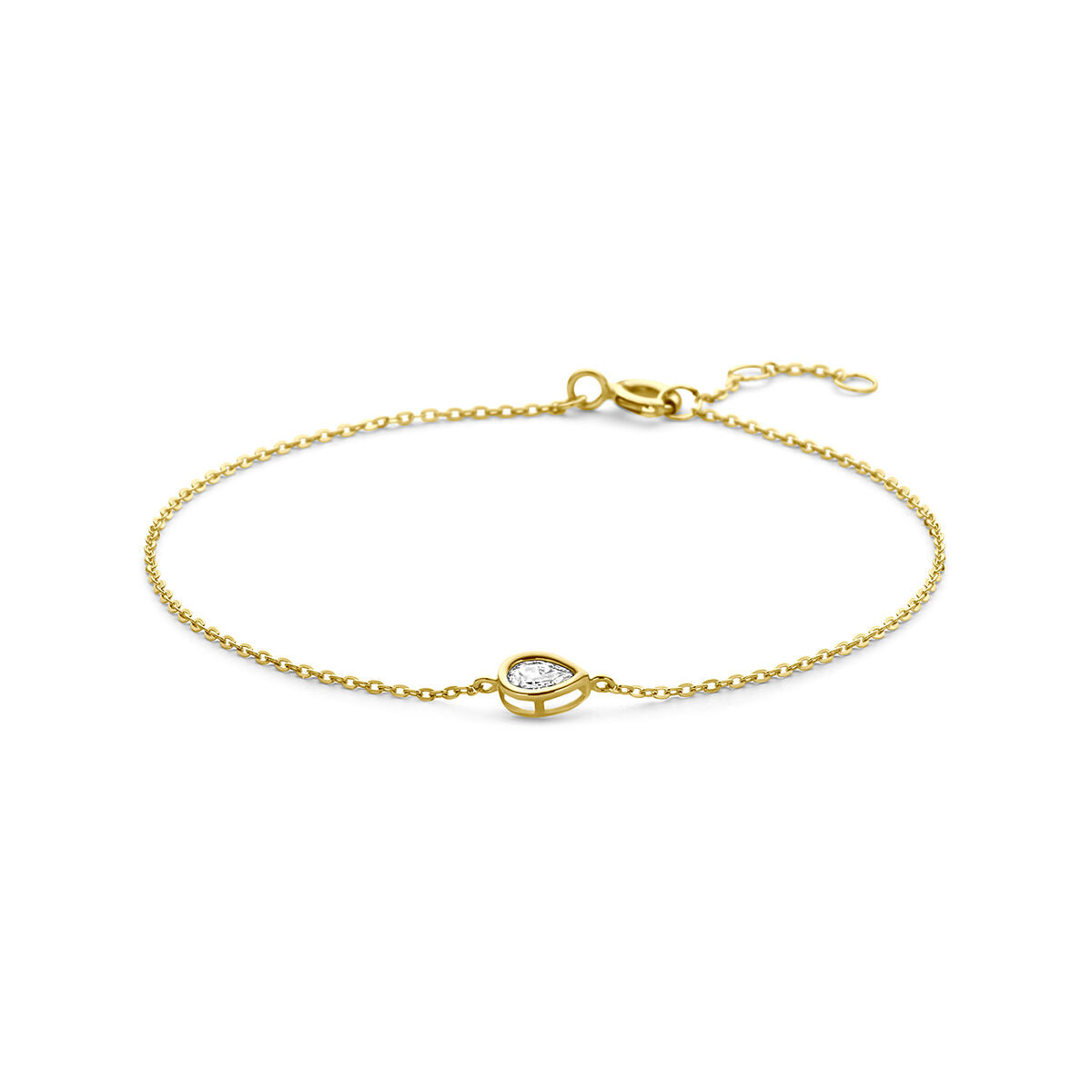 Armband zirkonia 9K geelgoud 16,5 - 17,5 - 18,5 cm peer