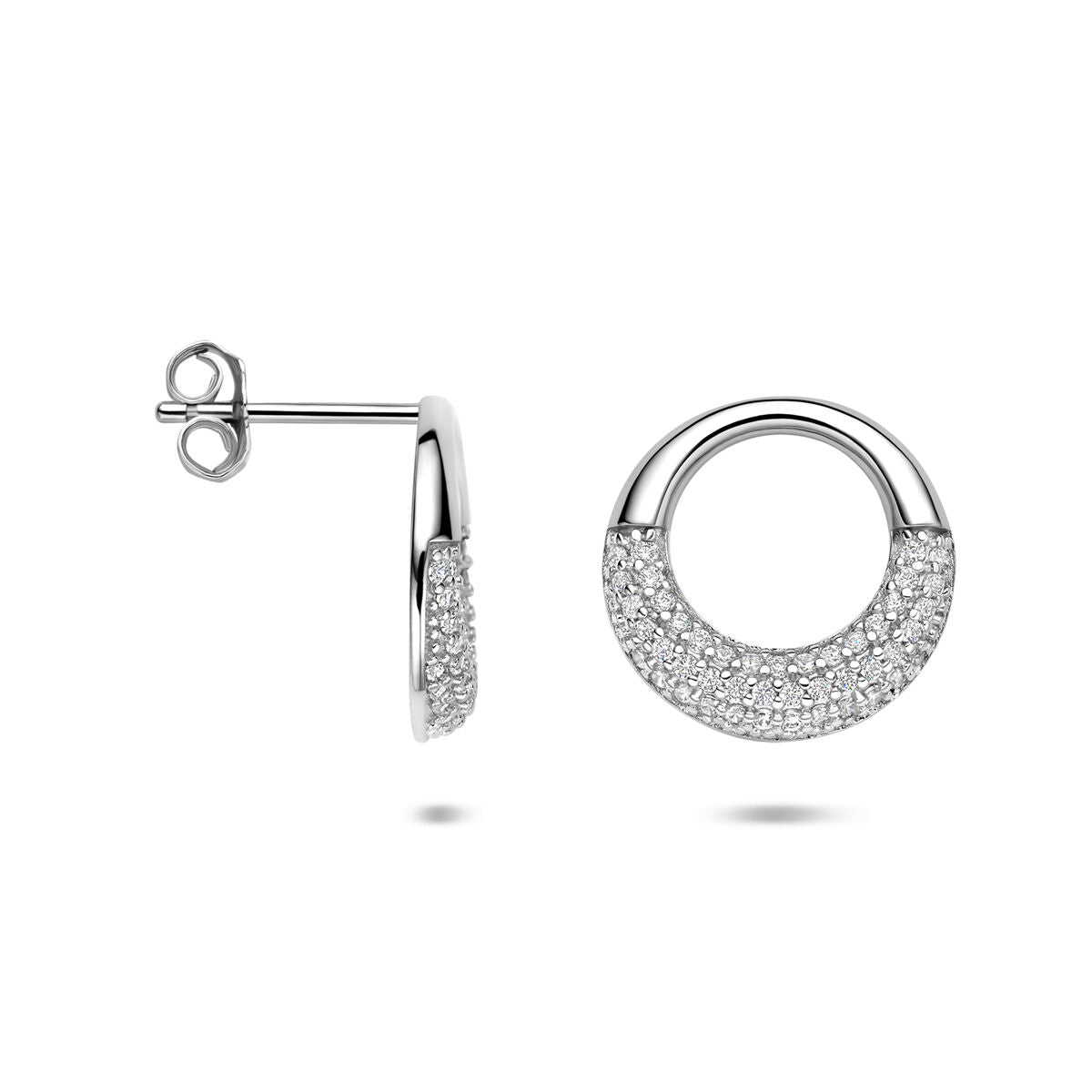 Zilveren gerhodineerde oorknoppen zirkonia 14,5 mm - 1341287