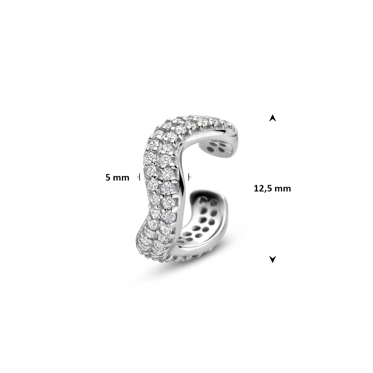 Fantasy Collection Ear cuff zirkonia 12,5 mm zilver oorbellen