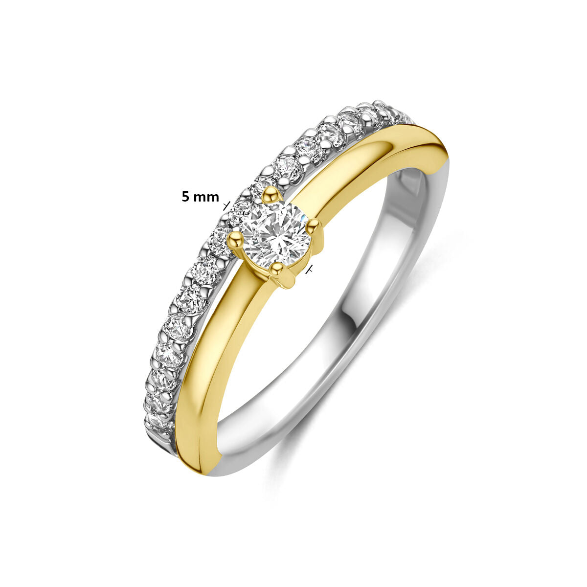 Ring zirkonia 3 micron zilver verguld wit