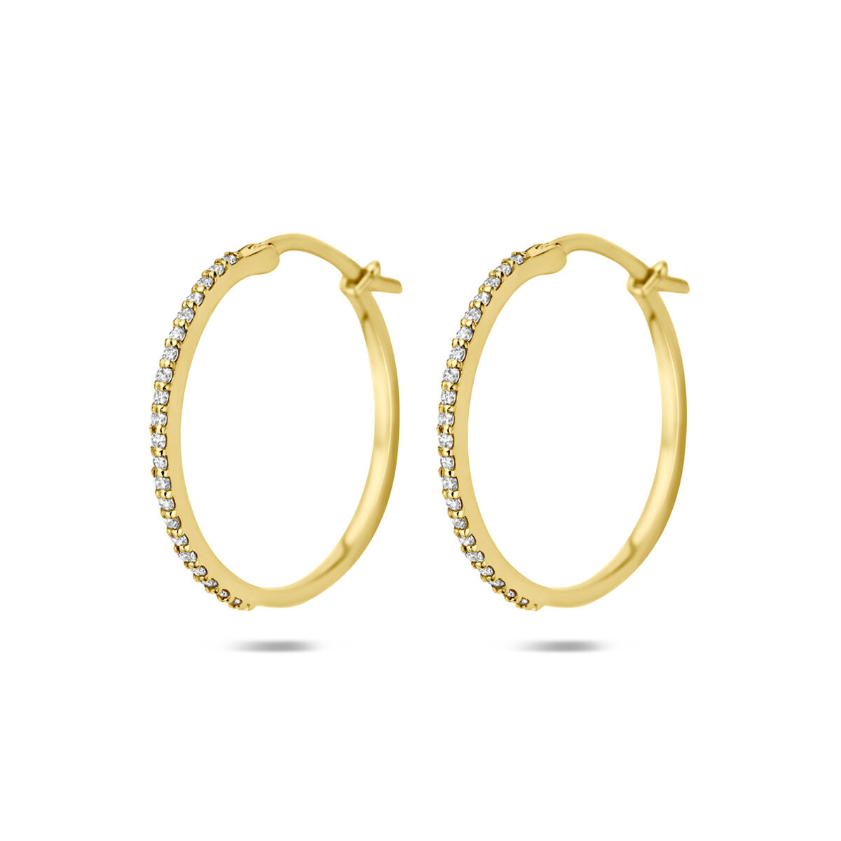 Oorringen lab grown diamant f vs buis 14K geelgoud 1 mm briljant