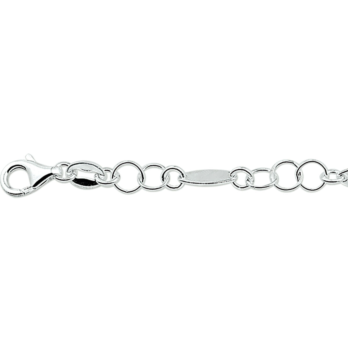 Armband 5,0 mm 19 cm zilver gerhodineerd