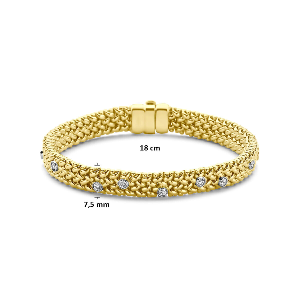 Armband diamant 0.65ct g vs 14K bicolor goud 18 cm