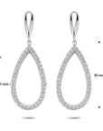 Zilveren gerhodineerde oorhangers druppel zirkonia 43 mm - 1341918