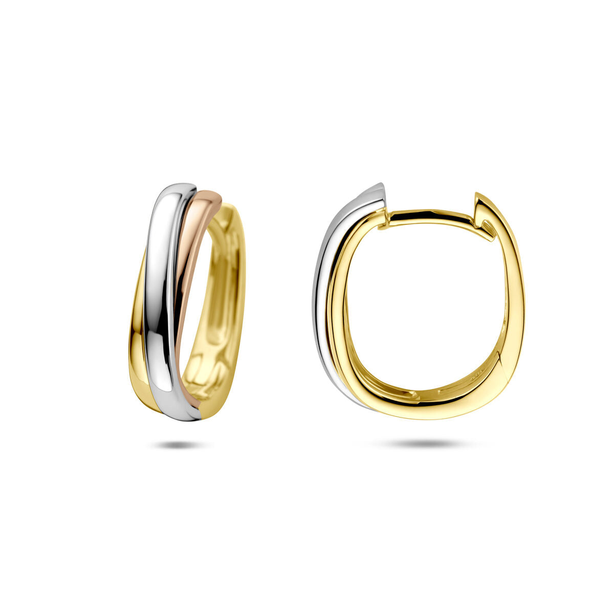 14K tricolor gouden klapoorringen 15,5 mm - 4300619