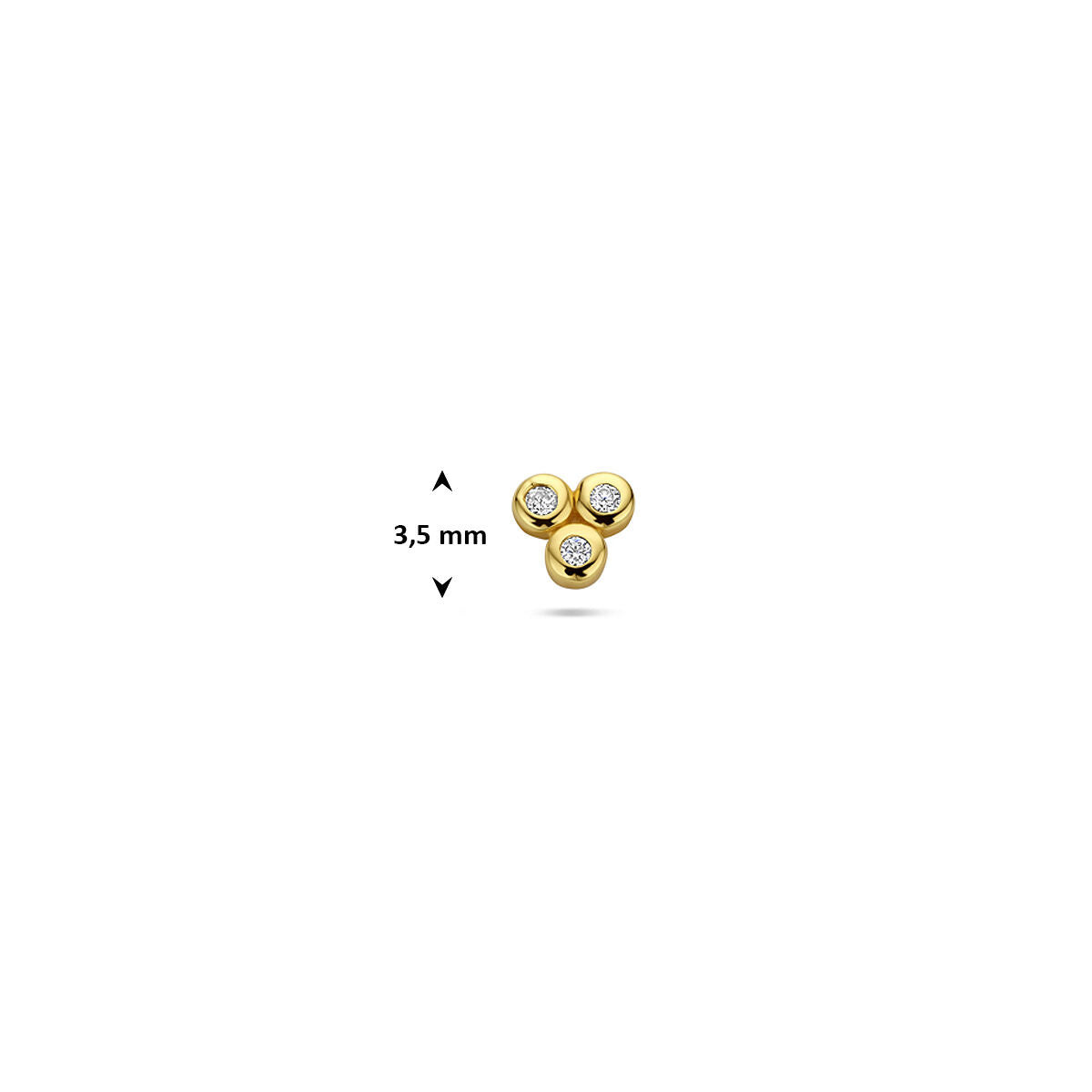 Fantasy Collection Flat back piercing zirkonia 3,5 mm 1 micron zilver verguld