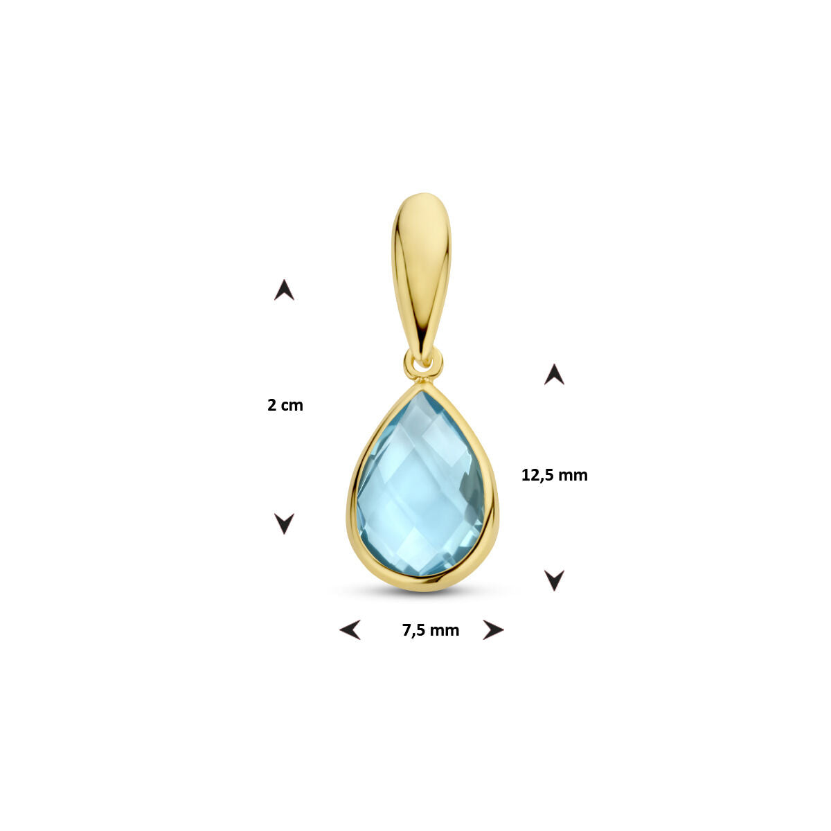 Fantasy Collection Hanger blauw topaas 12,5 mm 14K geelgoud