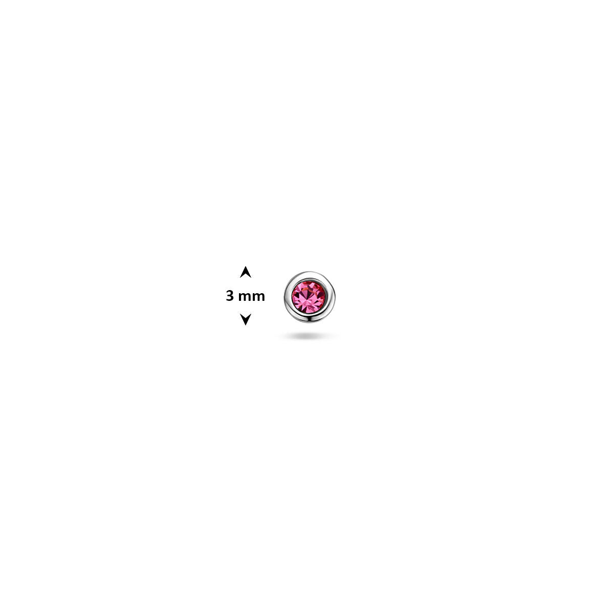 Fantasy Collection Flat back piercing roze strass 3 mm zilver