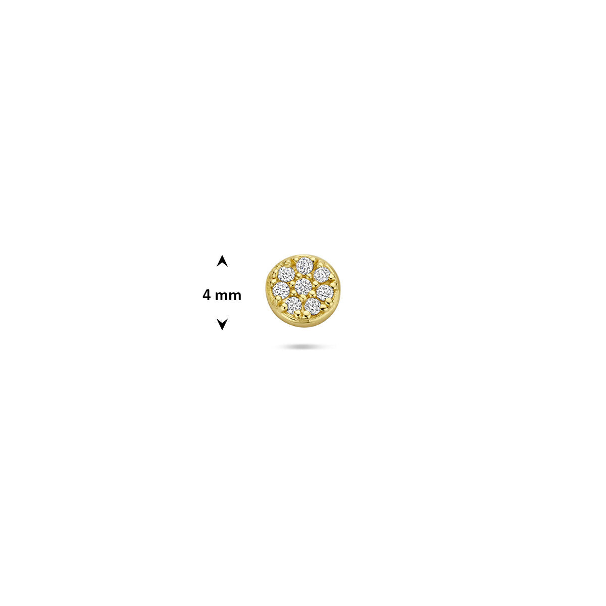 Fantasy Collection Flat back piercing rond zirkonia 4 mm 1 micron zilver verguld