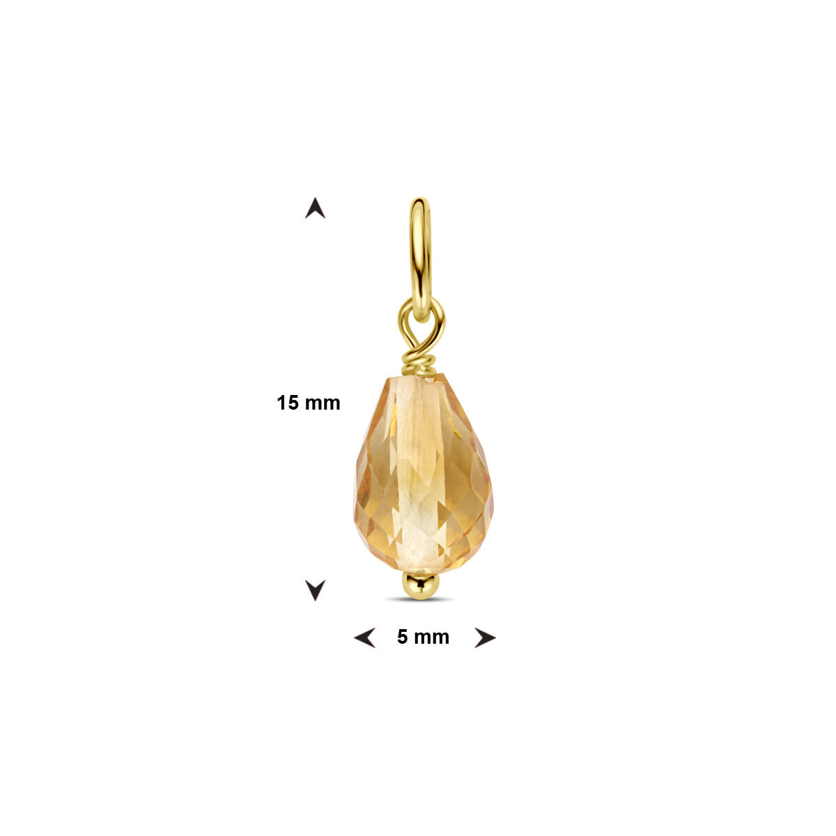 Fantasy Collection Hanger citrien 15 mm 14K geelgoud