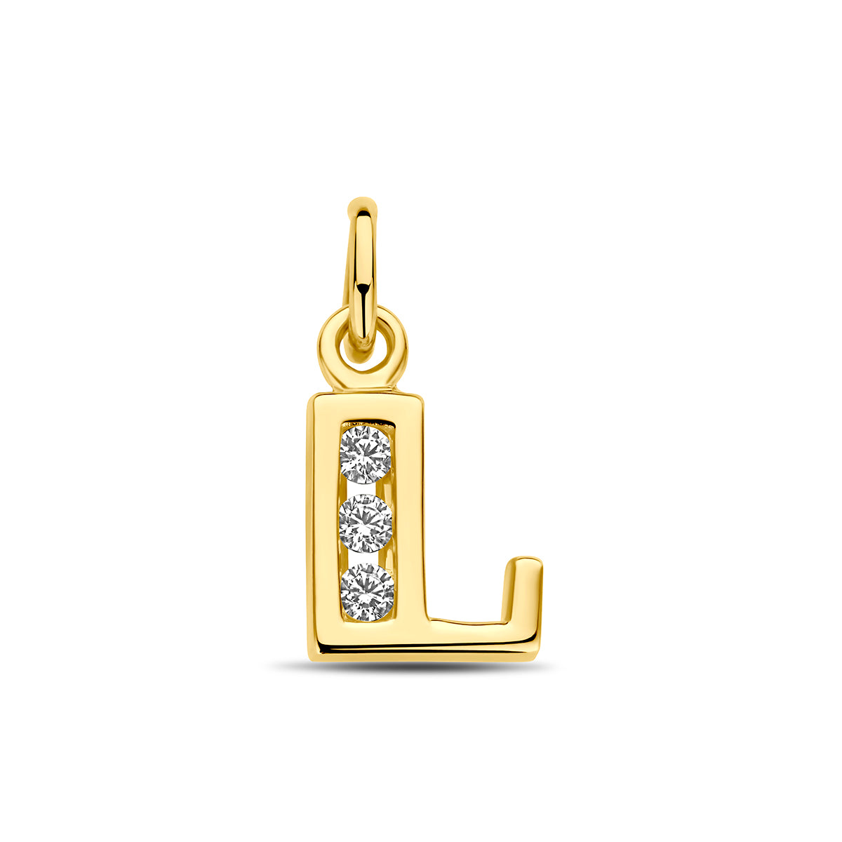 Hanger letter L zirkonia 10 mm 14K geelgoud #Letter_L