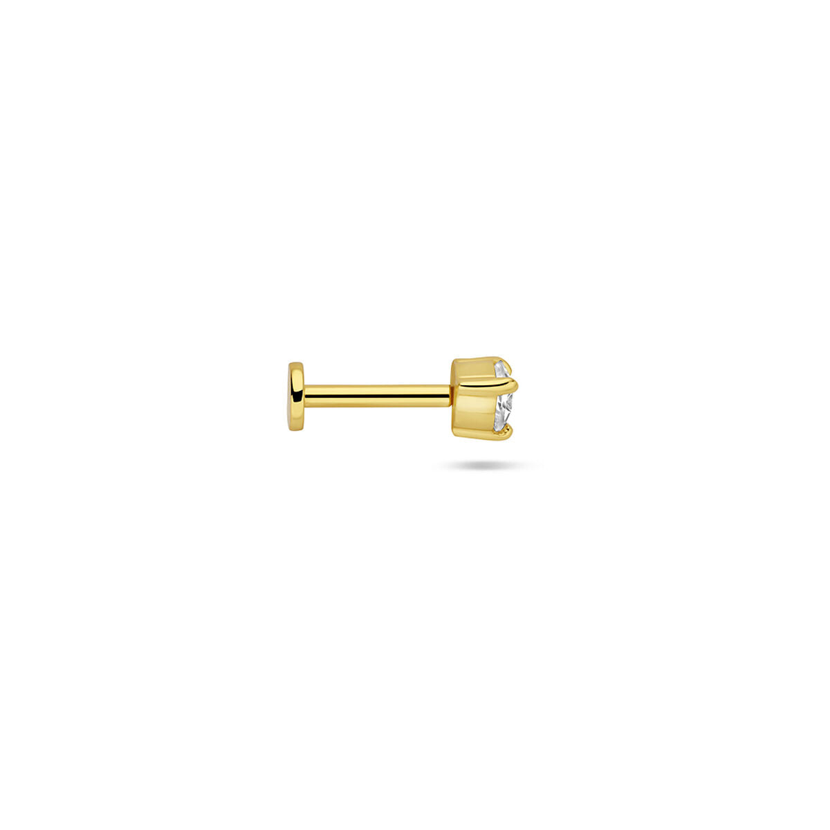 Fantasy Collection Flat back piercing zirkonia hartje 3,5 mm 1 micron zilver verguld