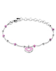Zilver Gerhodineerd armband emaille hartje 13 + 3 cm 1341618