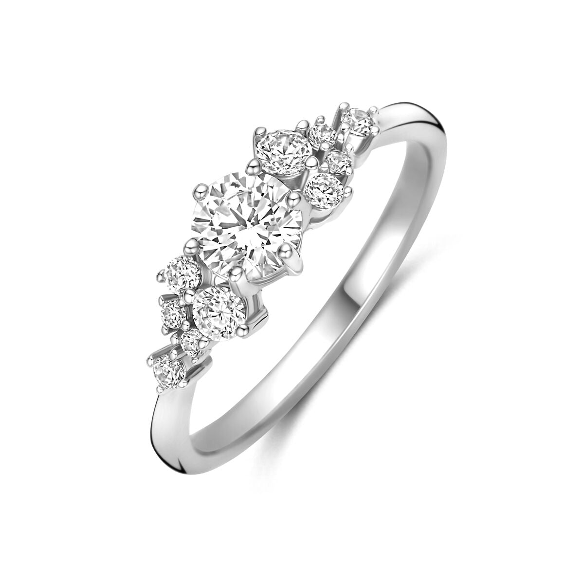 Ring zirkonia zilver gerhodineerd 6 mm