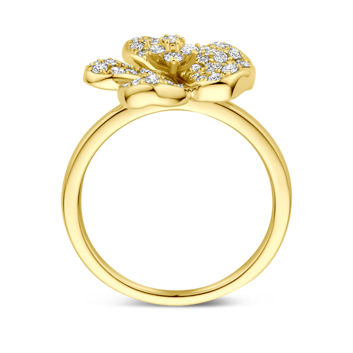Fantasy Collection Ring bloem diamant 0.75ct h si 14K geelgoud
