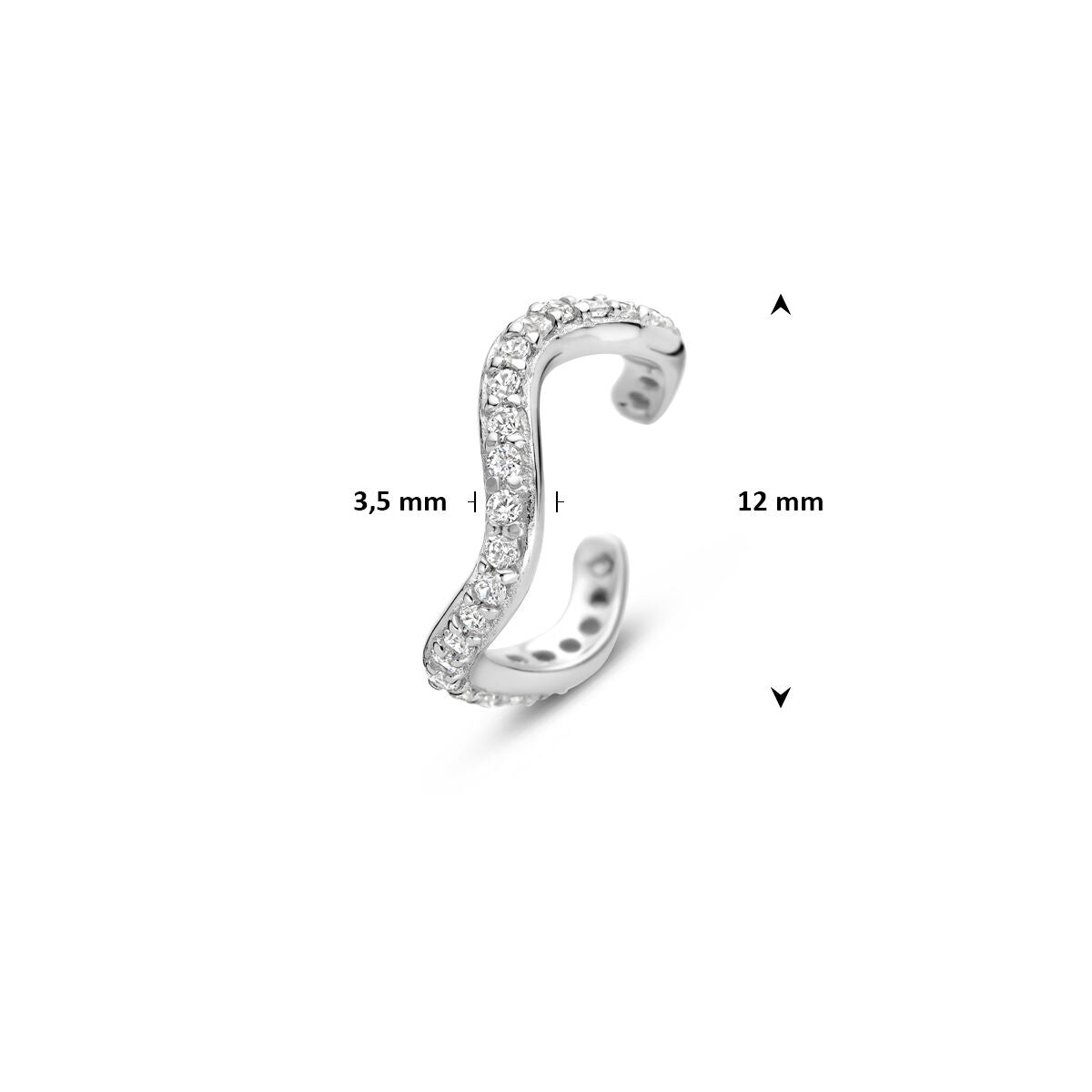 Fantasy Collection Ear cuff zirkonia 12 mm zilver oorbellen