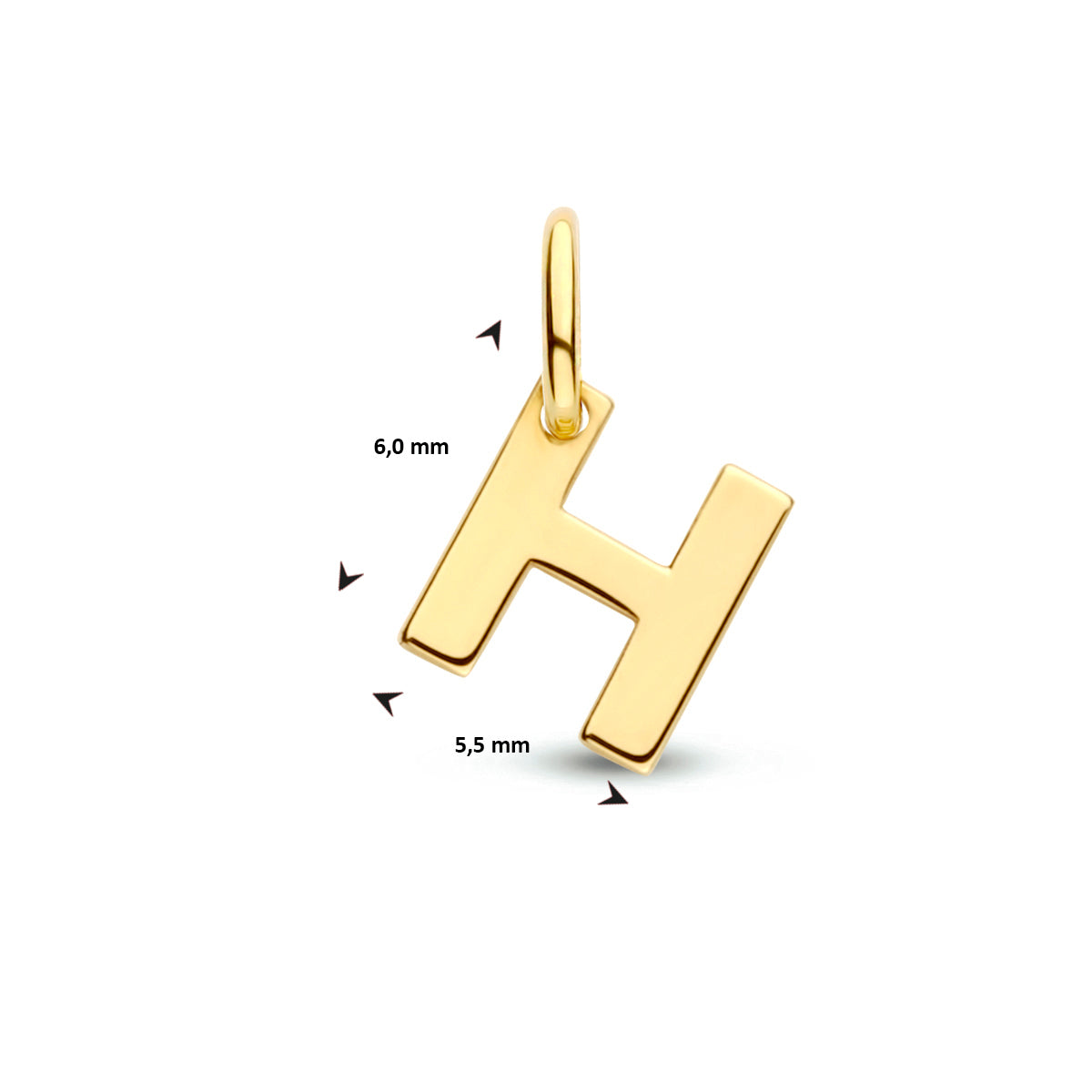 Hanger letter H 9K geelgoud #Letter_H