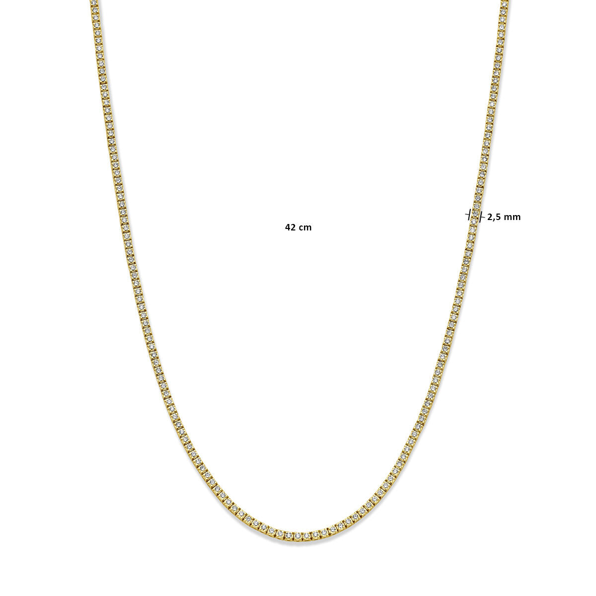 Fantasy Collection Tenniscollier diamant 5.00ct h si 2,5 mm 42 cm 14K geelgoud