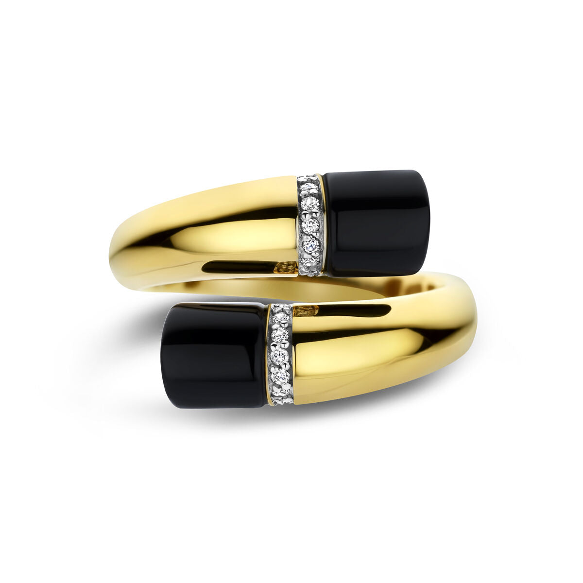 Fantasy Collection Ring onyx diamant 0.07ct h si 14K geelgoud