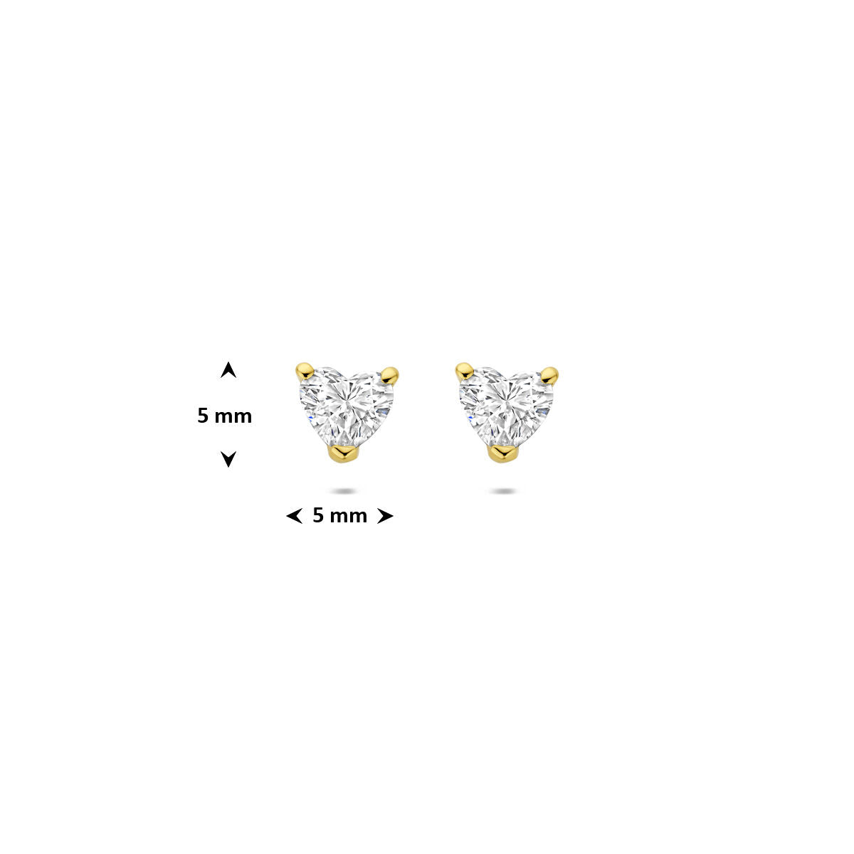 Fantasy Collection Oorbellen hartje lab grown diamant 0.60ct (2x 0.30ct) f vs 5 mm 14K geelgoud