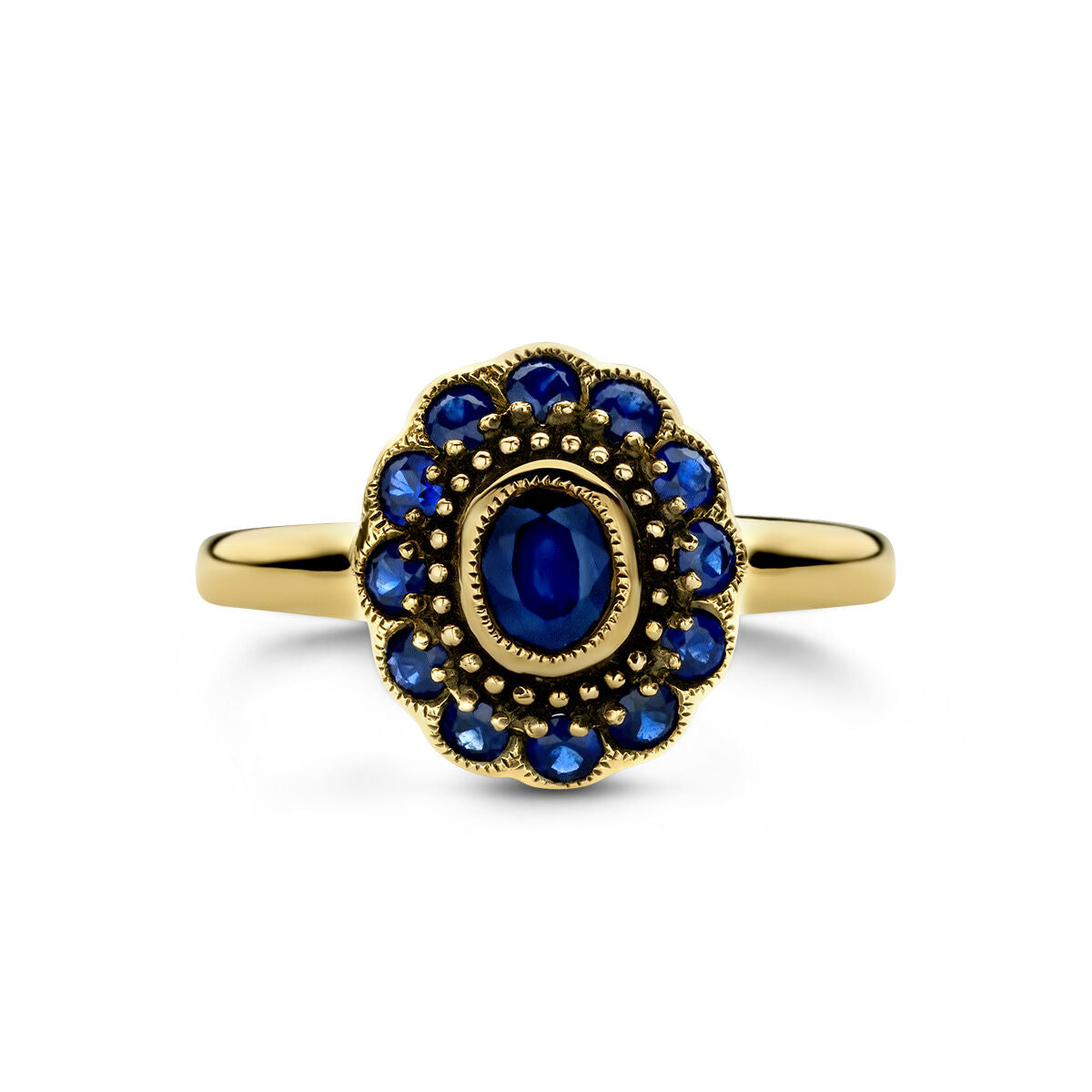 Ring saffier 14K geelgoud