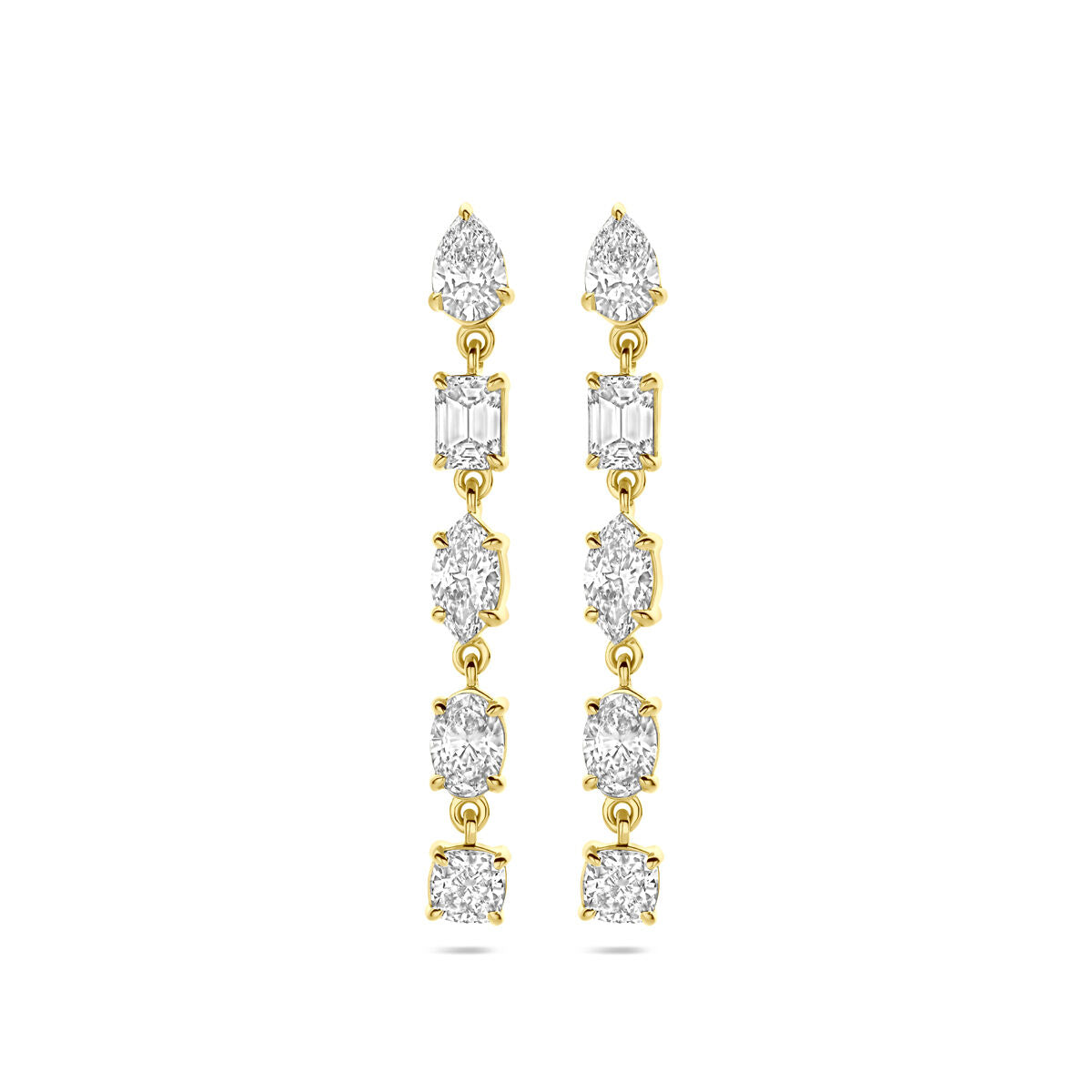 14K geelgouden oorhangers lab grown diamant 2.00ct 2x 1.00ct h si 30 mm - 4033555