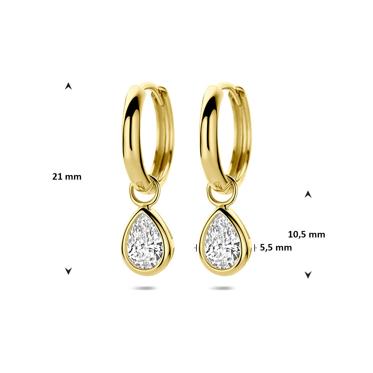 Fantasy Collection Oorbellen zirkonia 21 mm 14K geelgoud