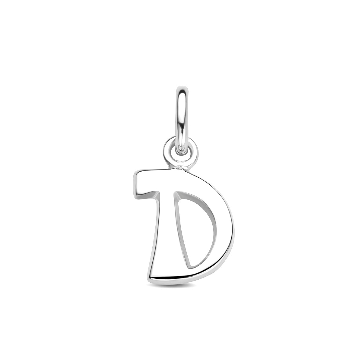 Hanger letter D 12,5 mm zilver gerhodineerd #Letter_D