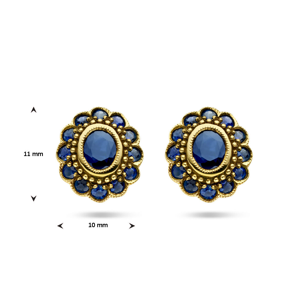 Fantasy Collection Oorbellen saffier 14K geelgoud