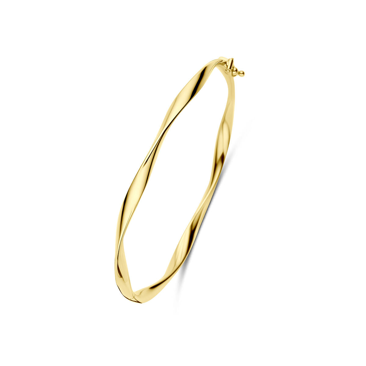 Bangle scharnier gedraaid buis 4 x 9K geelgoud 62 mm