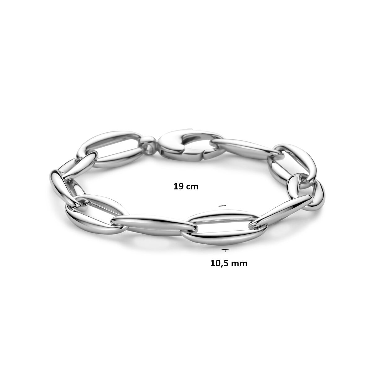 Armband 10,5 mm 19 cm zilver gerhodineerd