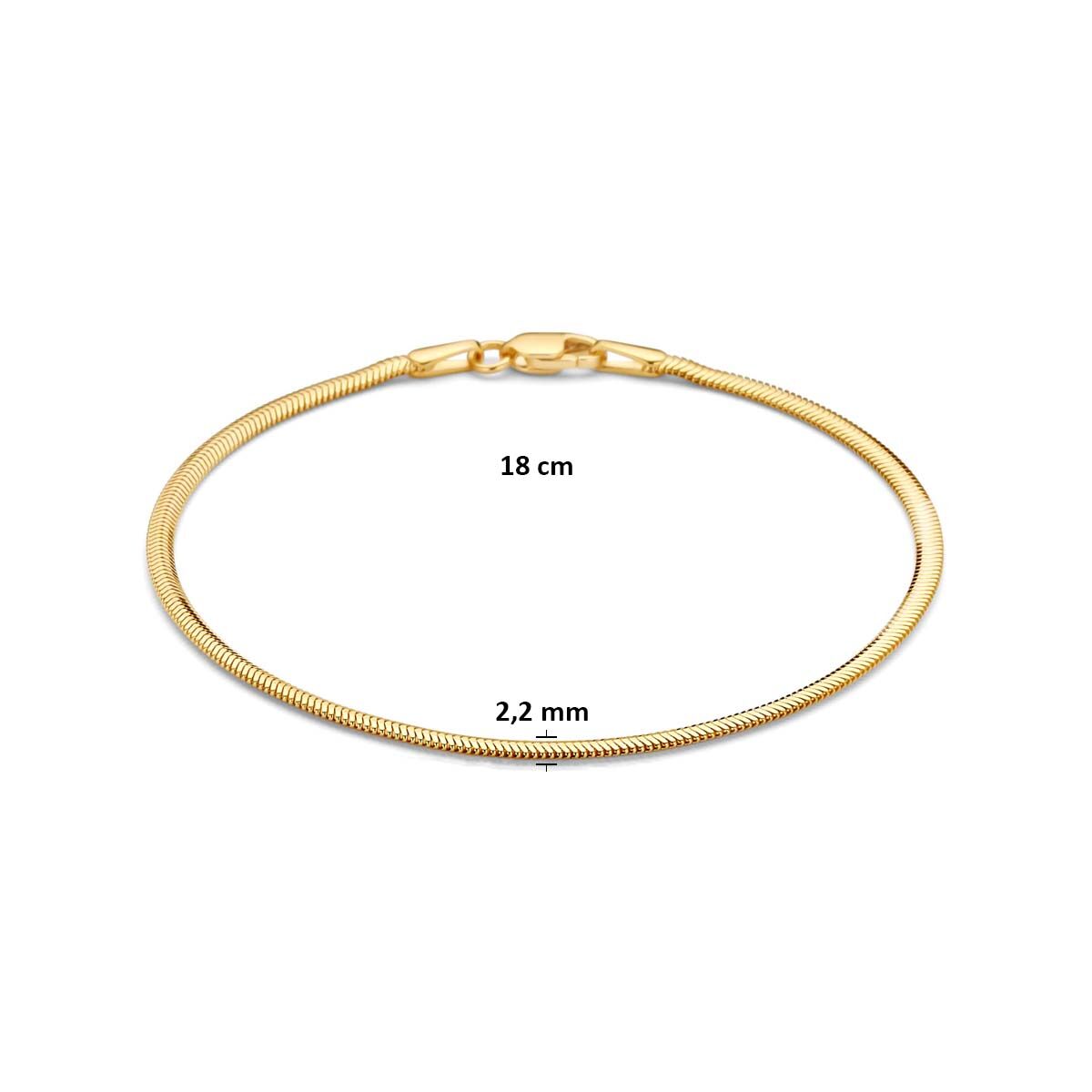 Armband slang plat (bol) 2,2 mm 14K geelgoud 18 cm