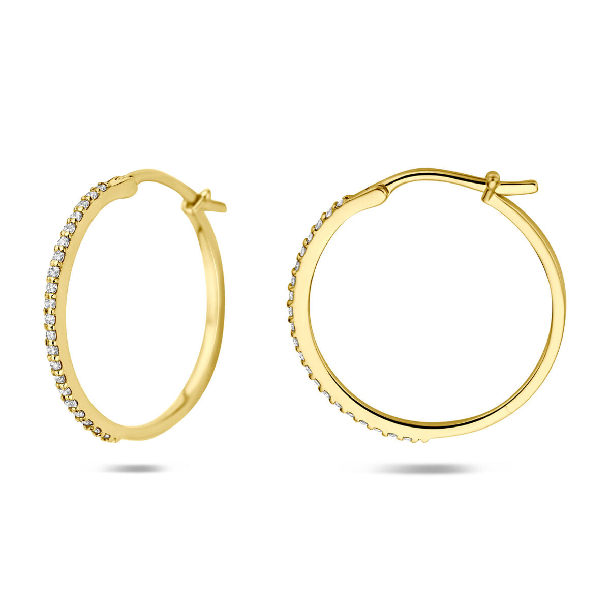 Oorringen lab grown diamant f vs buis 14K geelgoud 1 mm briljant