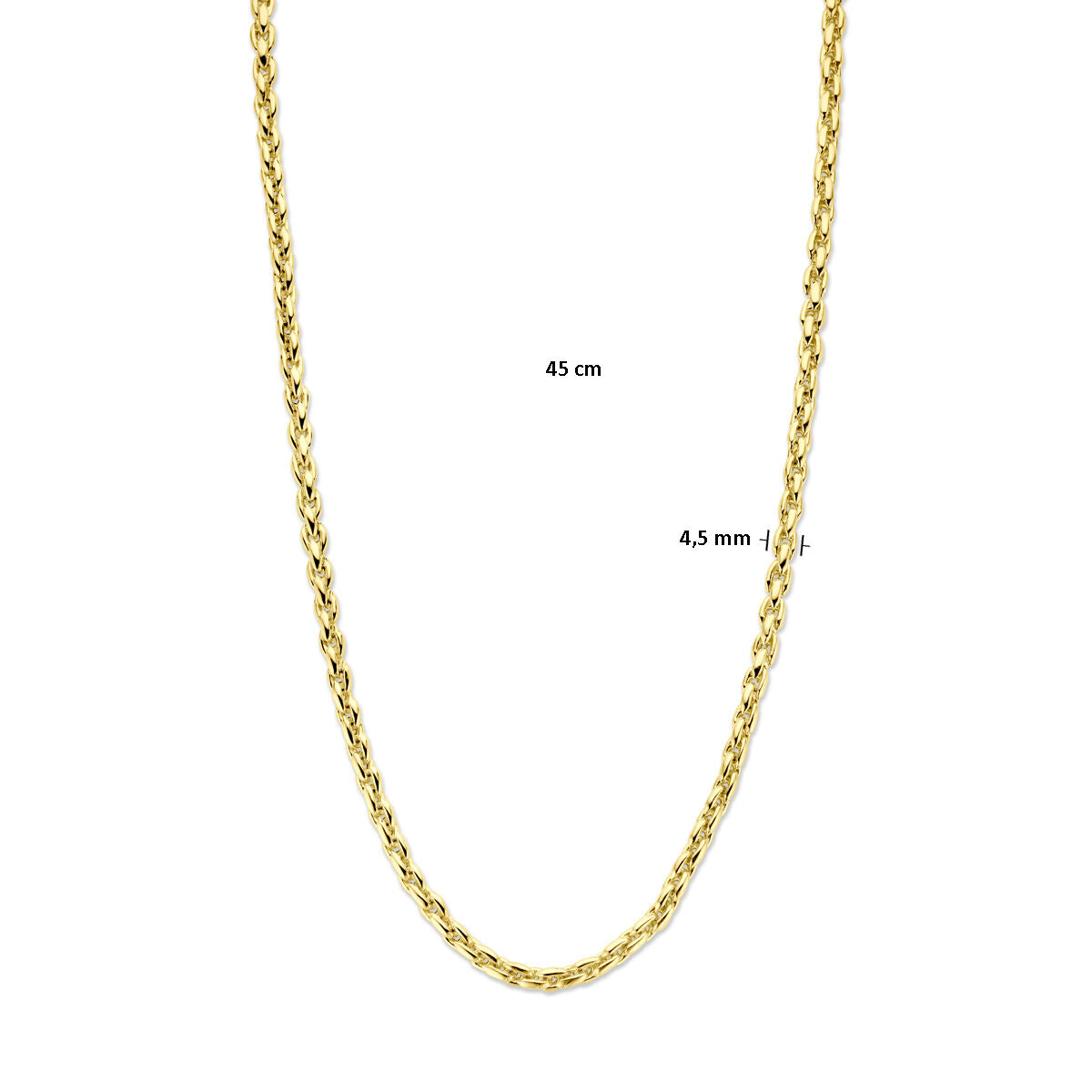 Fantasy Collection Collier fantasie schakel 4,5 mm 45 cm 14K geelgoud