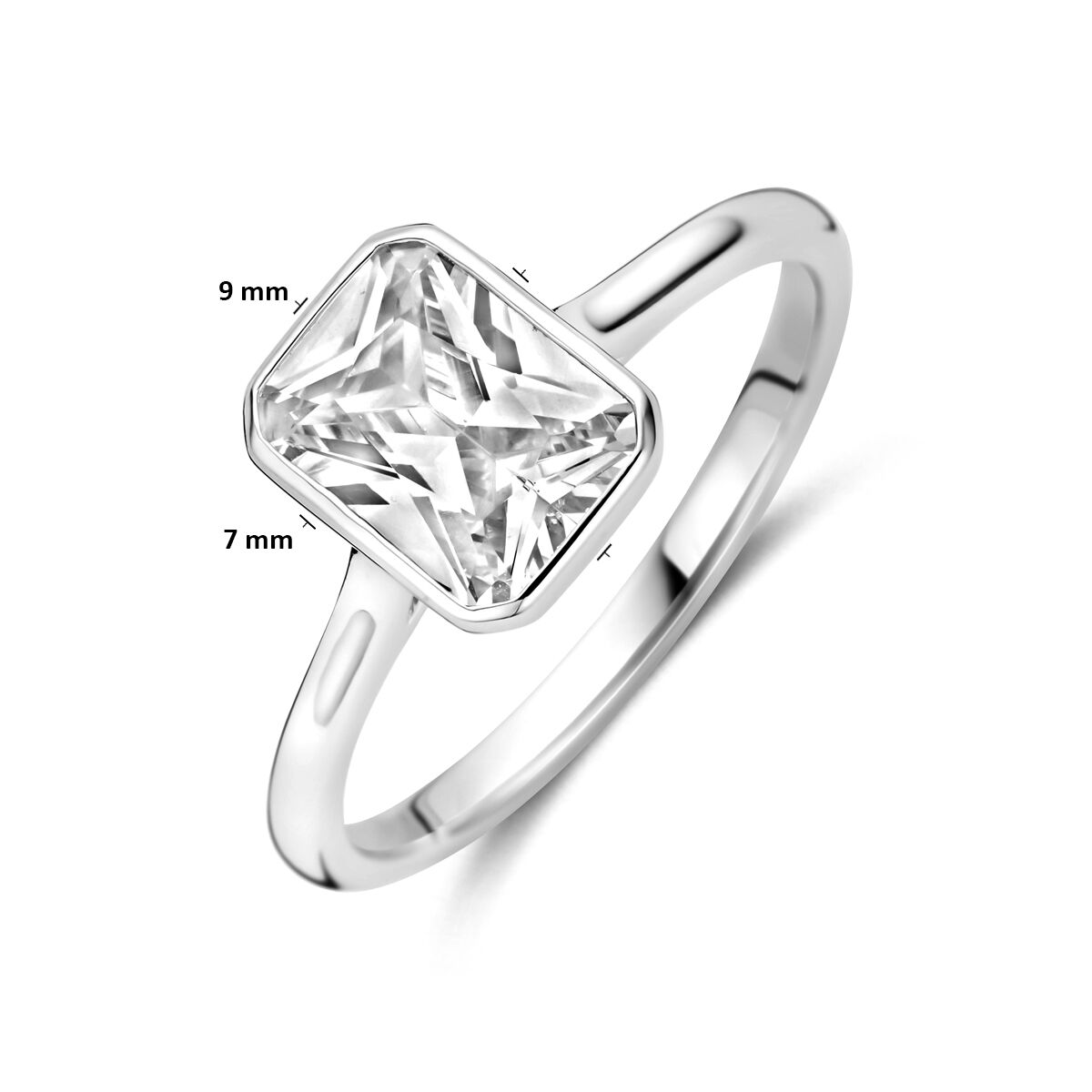 Ring zirkonia zilver gerhodineerd