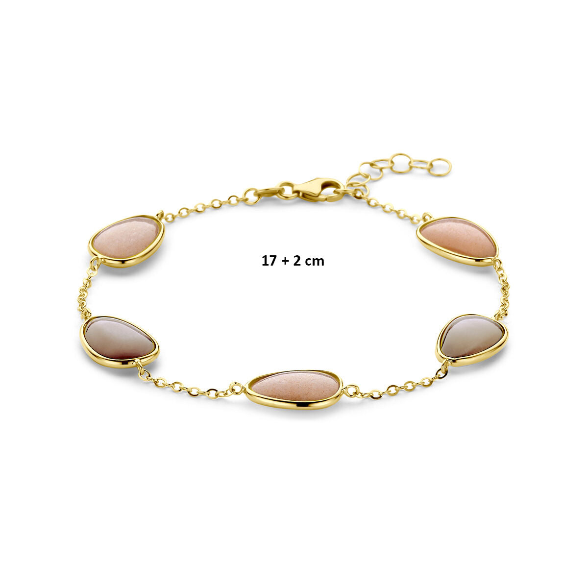 Armband maanstenen 14K geelgoud 17 + 2 cm