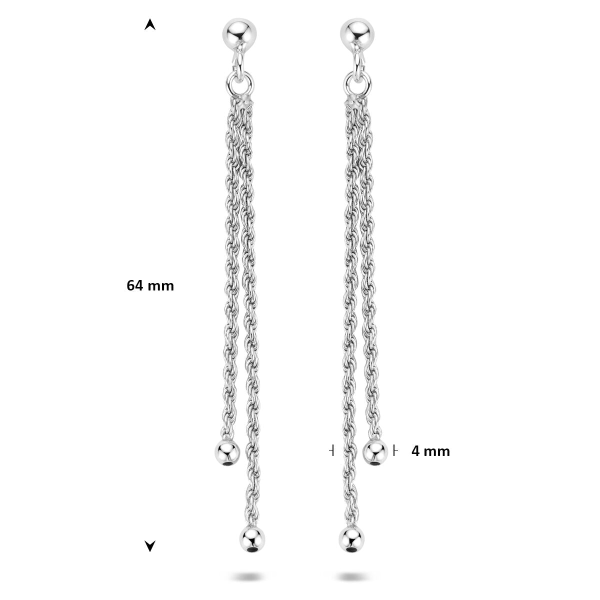 Fantasy Collection Hangende oorbellen schakel 64 mm zilver