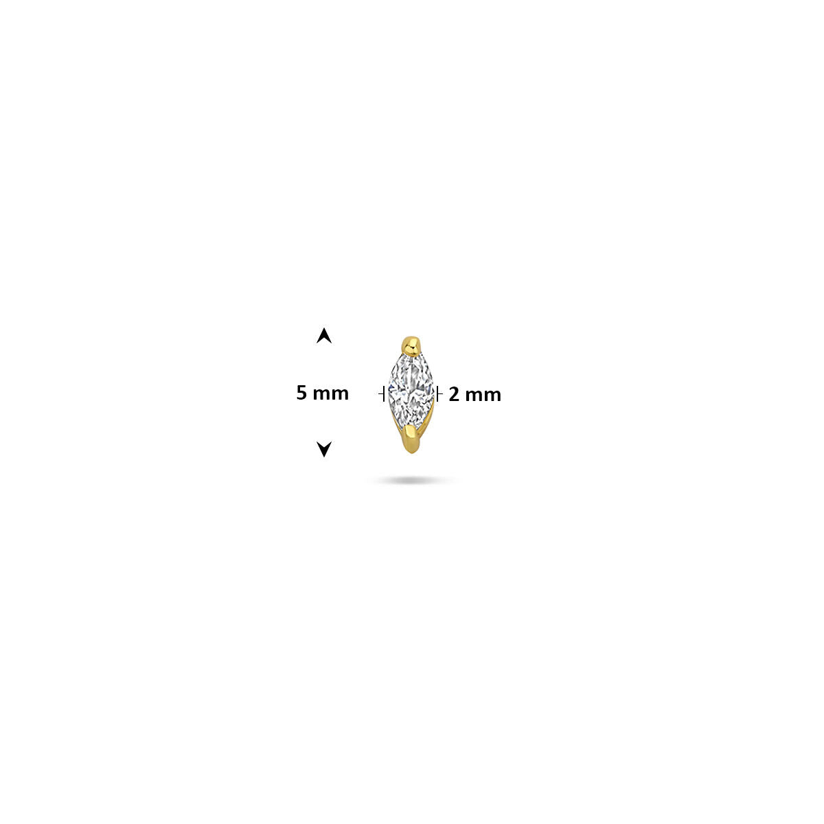 Fantasy Collection Flat back piercing zirkonia 5 mm 1 micron zilver verguld