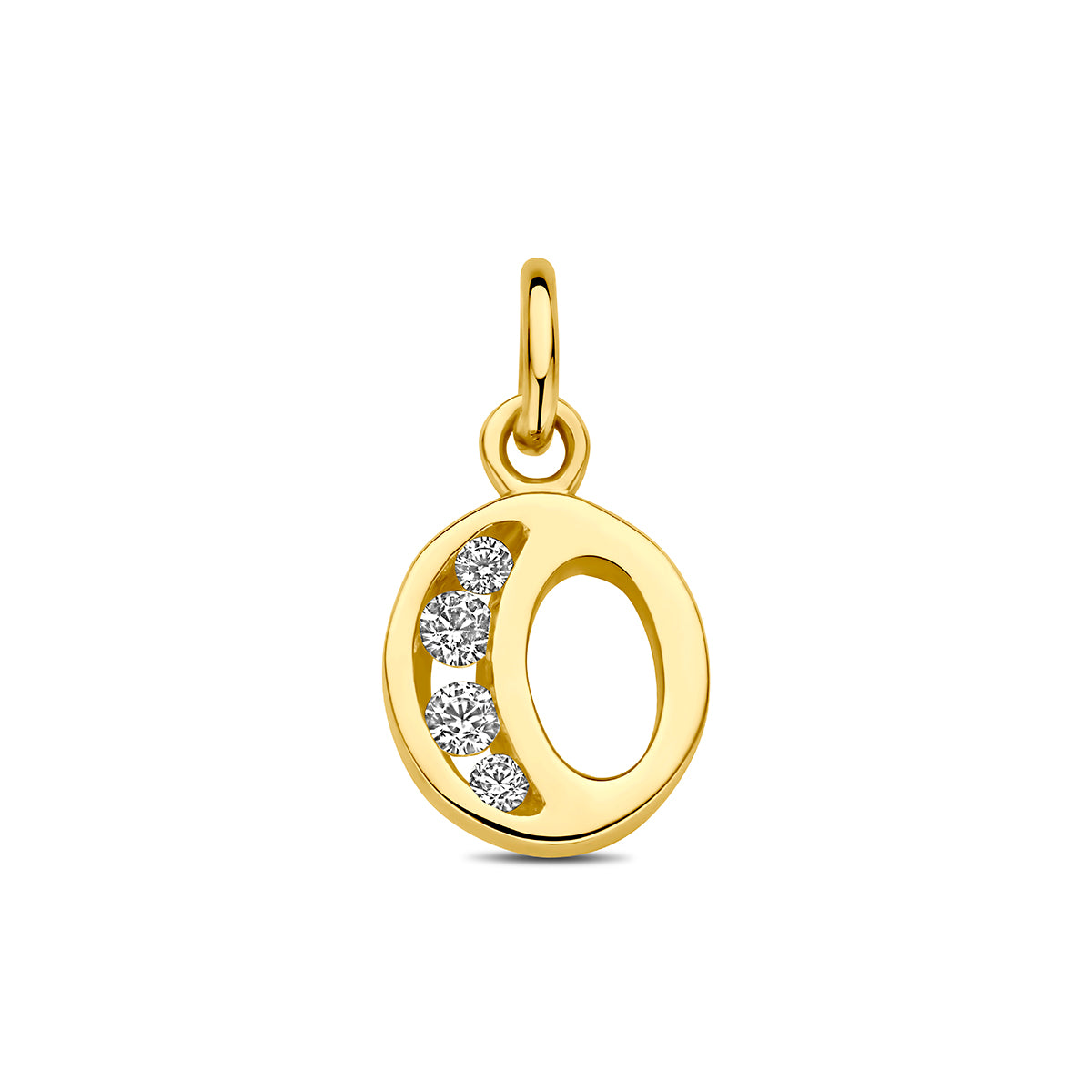 Hanger letter O zirkonia 10 mm 14K geelgoud #Letter_O