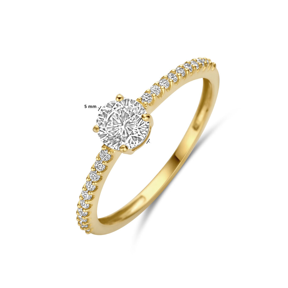 Ring zirkonia 14K geelgoud