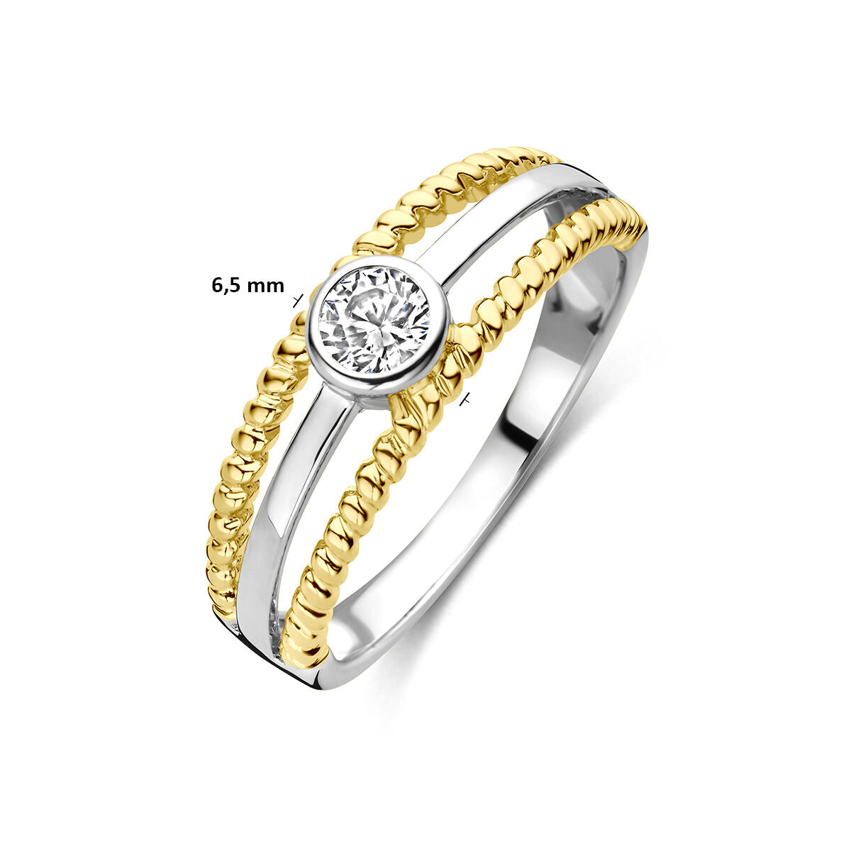 Ring zirkonia 3 micron zilver verguld briljant