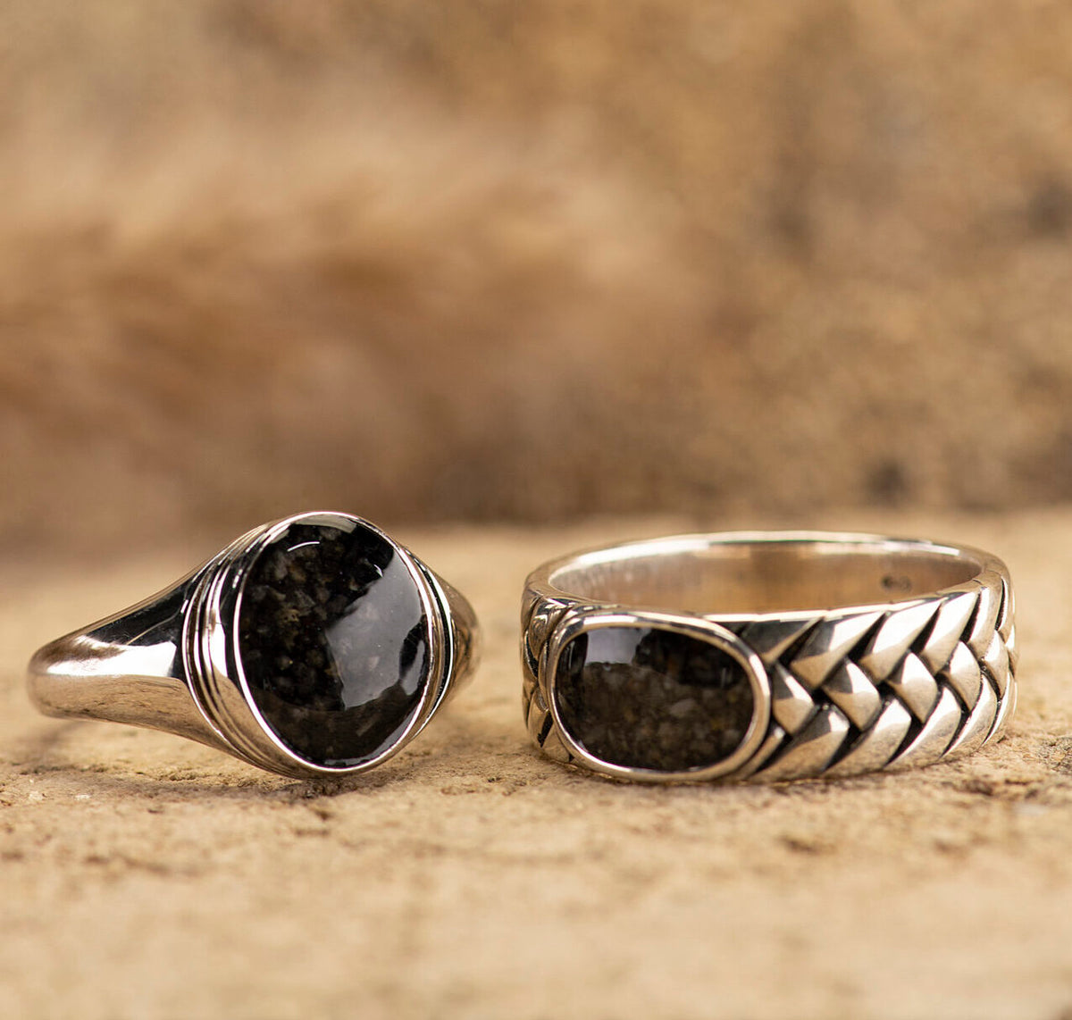 See You Braided Band Ring 75 mm zilver zwart - ROR008S-EU47