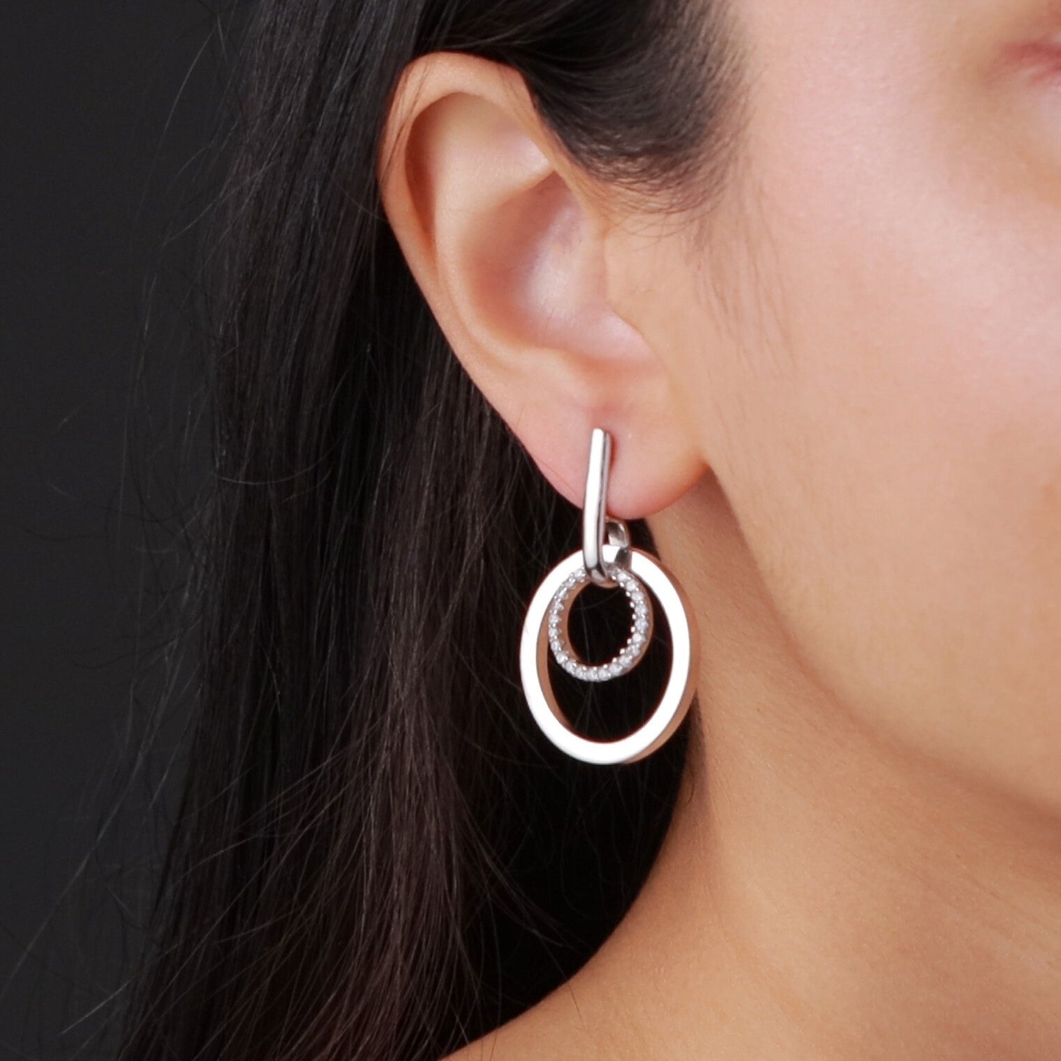 Fantasy Collection Hangende oorbellen zirkonia zilver oorhangers
