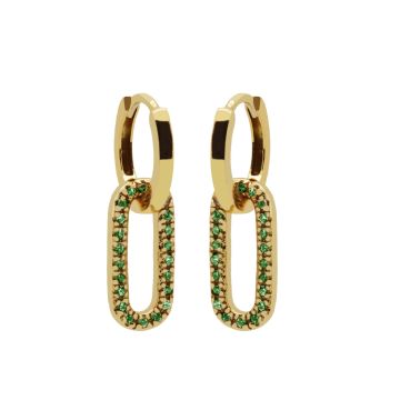Karma Plain Hinged Hoops Summer Fling EMERALD GREEN Goldplated - H187GP_EG oorbellen